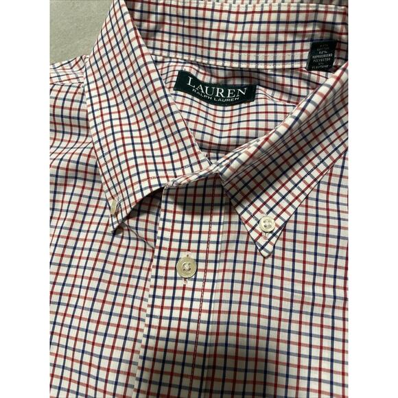 Lauren Ralph Lauren Dress Shirt Men’s Medium Checkered Blue Red Long Sleeve - Picture 2 of 5